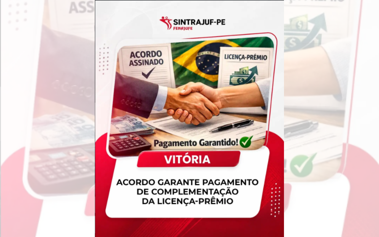Vitória: acordo garante pagamento complementar da licença-prêmio a aposentados e pensionistas